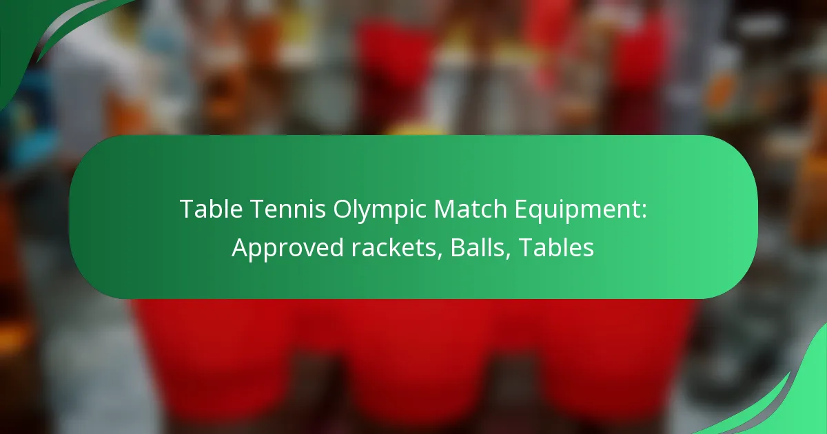 Table Tennis Olympic Match Equipment: Approved rackets, Balls, Tables