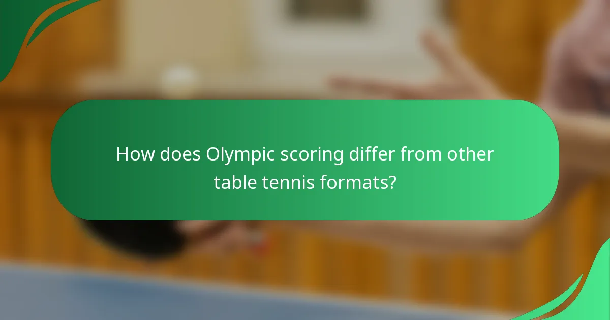 How does Olympic scoring differ from other table tennis formats?