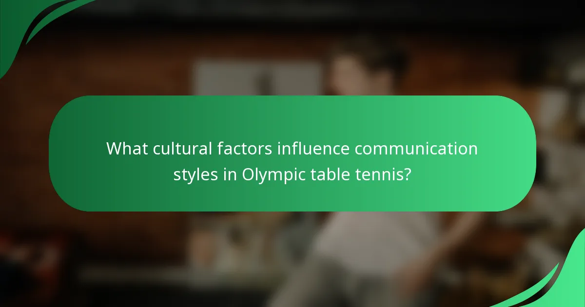 What cultural factors influence communication styles in Olympic table tennis?