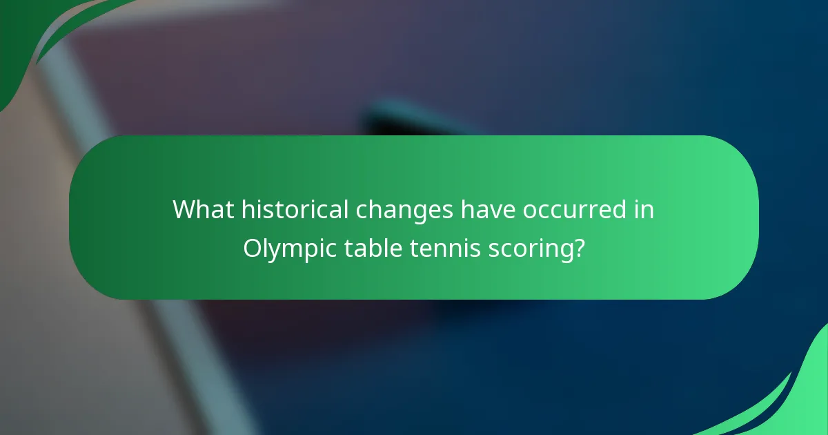 What historical changes have occurred in Olympic table tennis scoring?