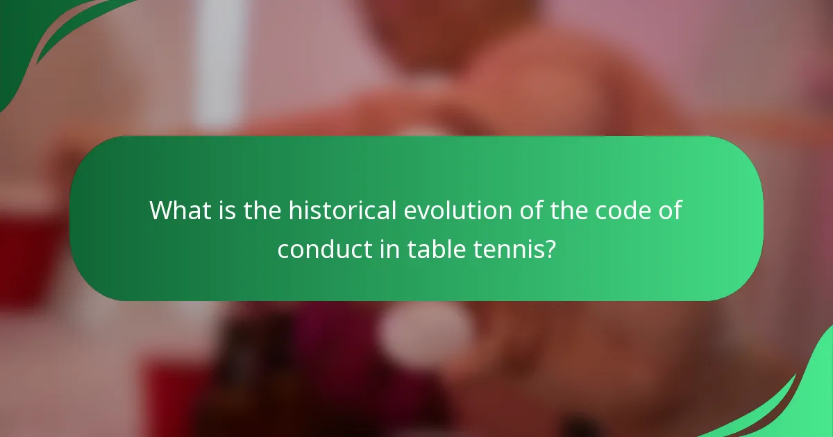 What is the historical evolution of the code of conduct in table tennis?
